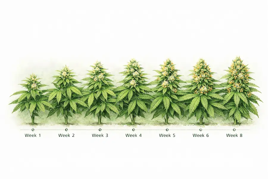 cannabis flowering stages week 1 to week 8 bud development timeline