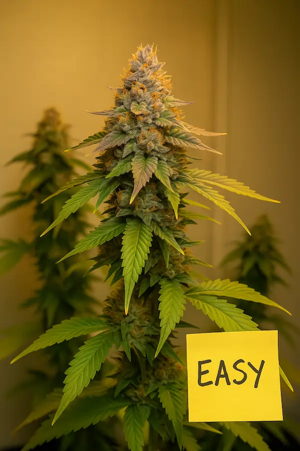 Northern Lights plant closeup with the label EASY on it.